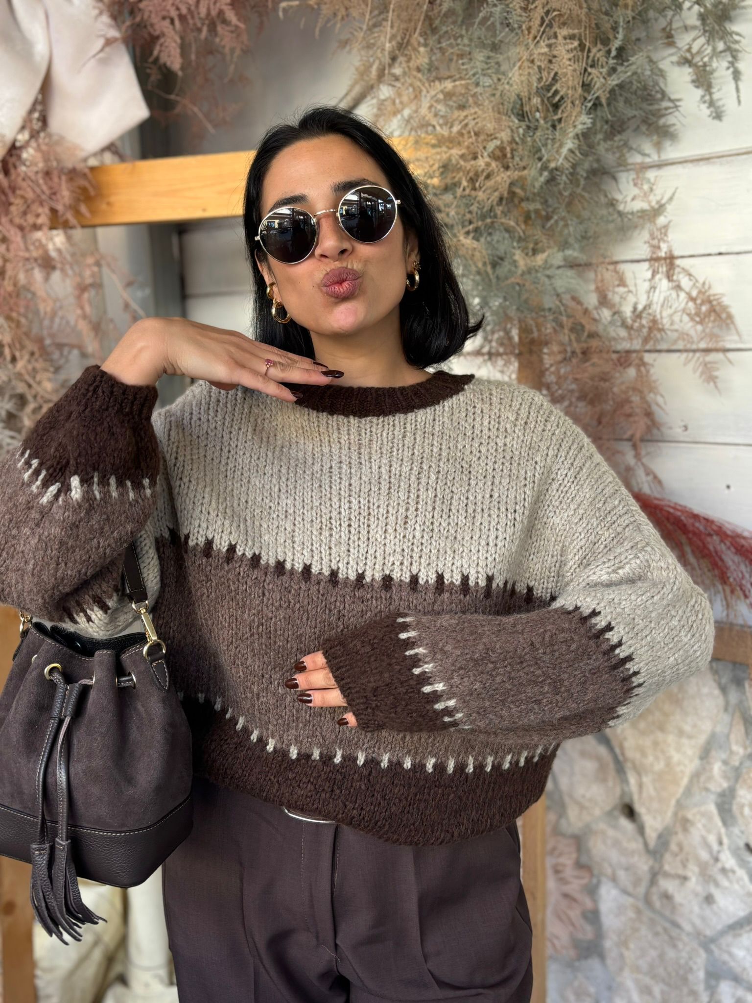 Borsa di pelle Marrone
