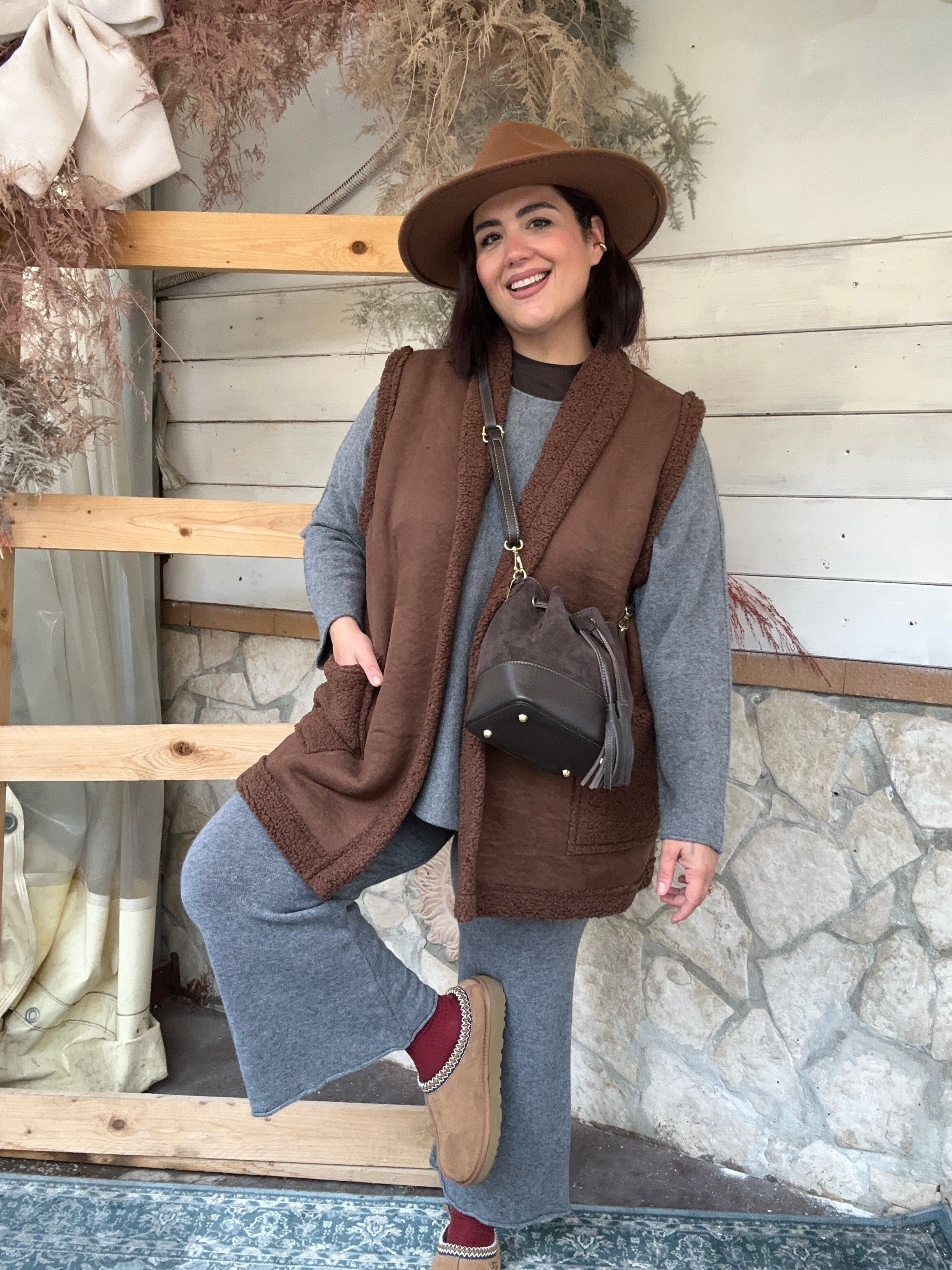 Borsa di pelle Marrone